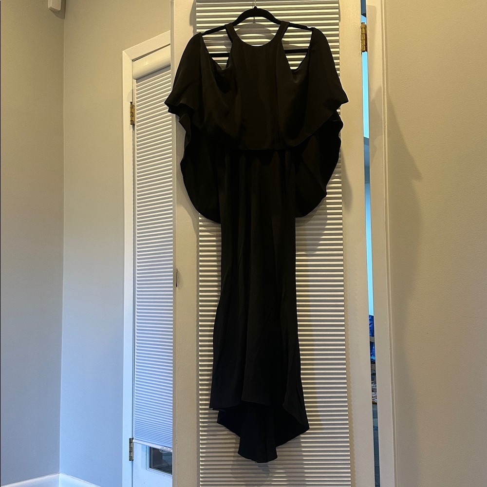 Kobi Halperin Black Ruffle-Trim Maxi Dress